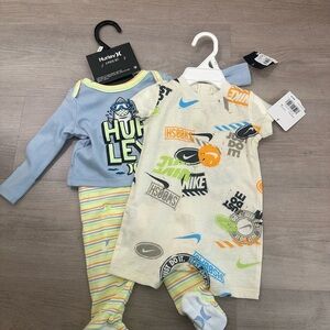 Hurley Kids Bodysuit Set and Nike Jumper - Blue and Cream